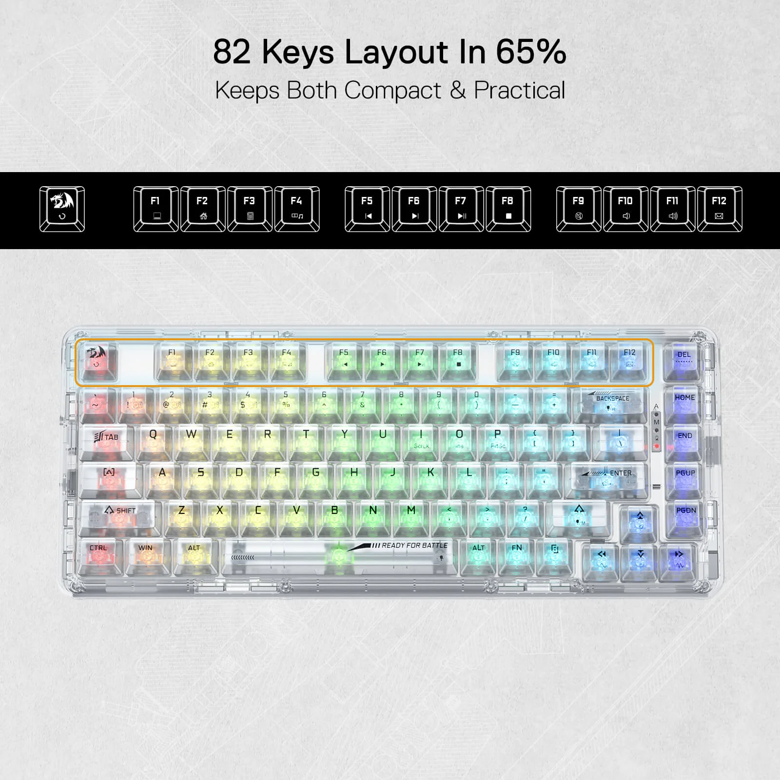 ELF PRO K649 Wireless Transparent Keyboard - Image 14