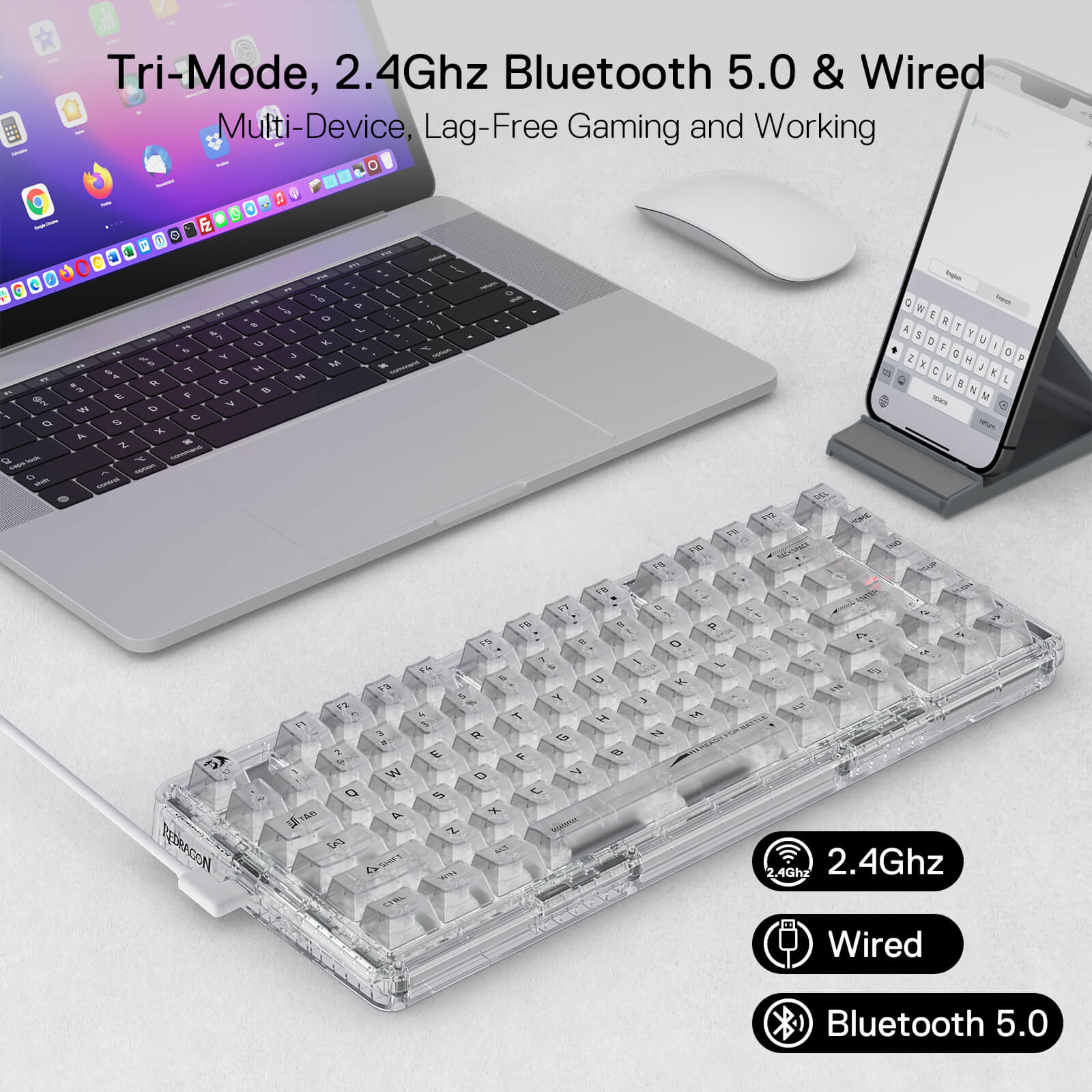 ELF PRO K649 Wireless Transparent Keyboard - Image 16