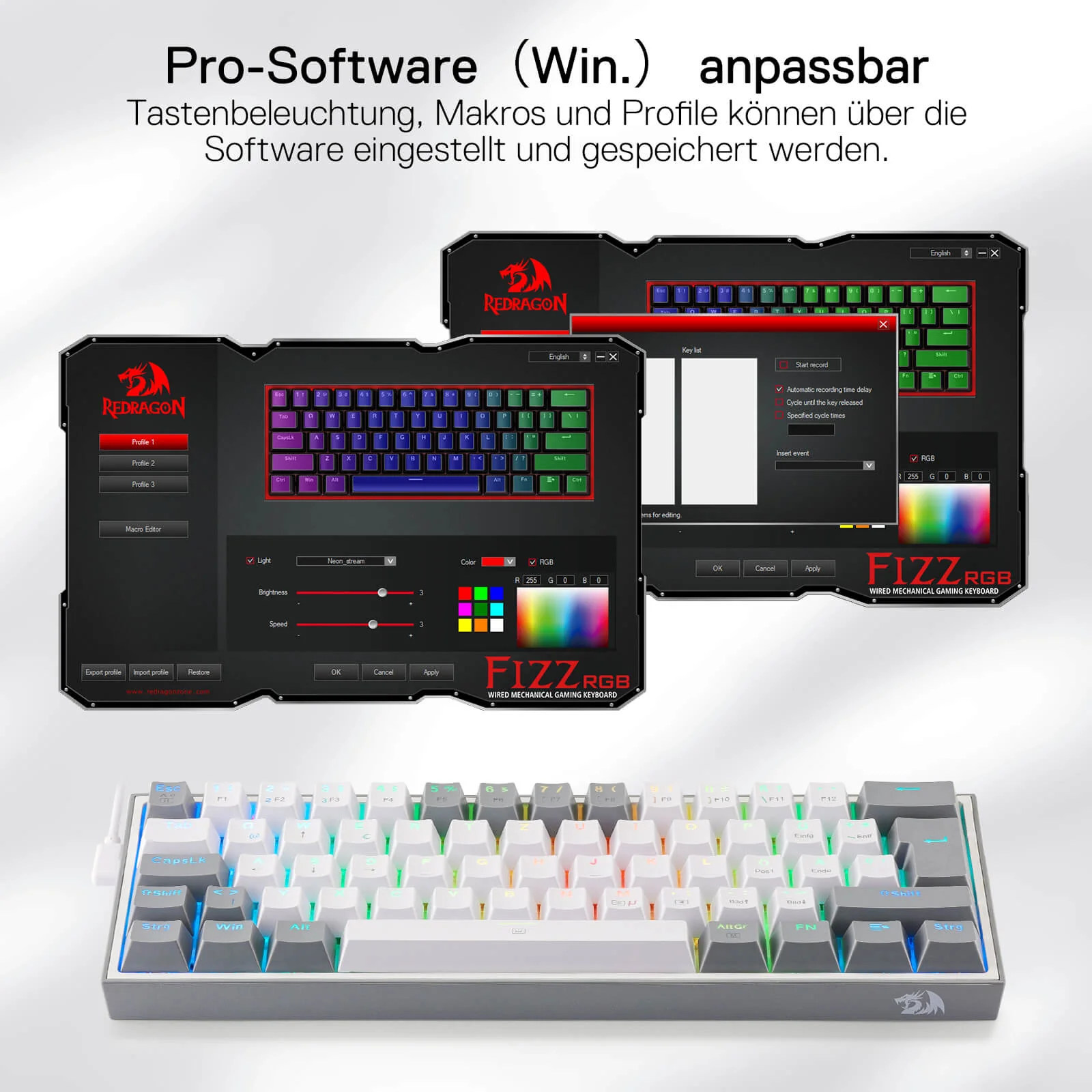 FIZZ K617DE 60% Mini mechanische Tastatur – Weiß & Grau - Image 5