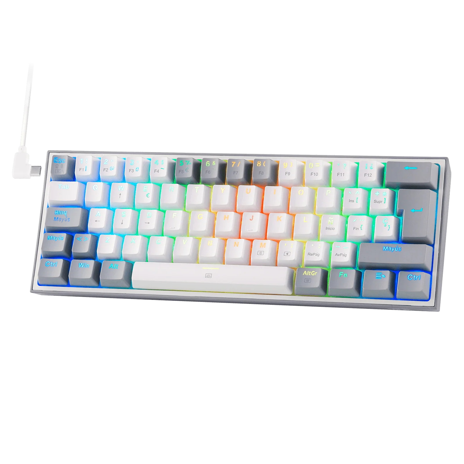 FIZZ K617ES Teclado Mecánico Mini 60% – Blanco y Gris - Image 2