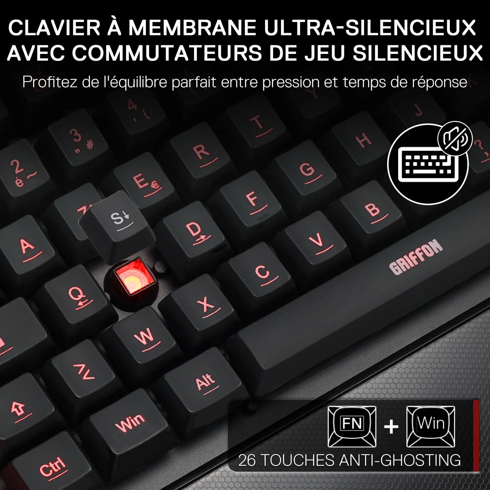 GRIFFON K505 Clavier De Jeu À Membrane Filaire (French Layout Only) - Image 5