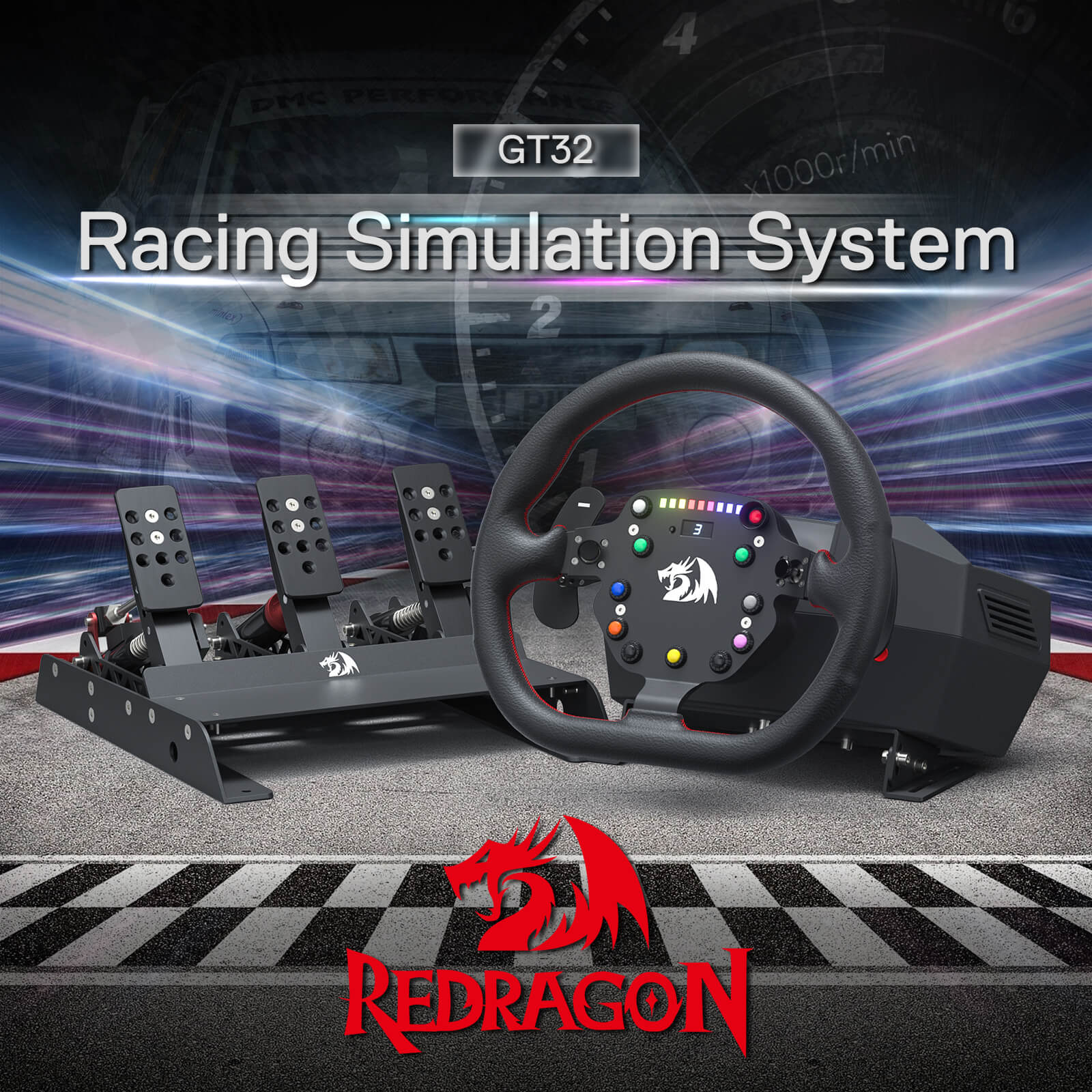 GT32 Racing Wheel & Pedals - Image 4