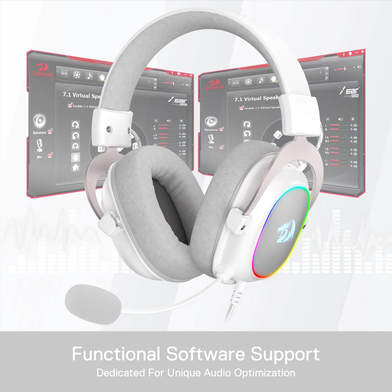 H510 ZEUS-X RGB White Wired Gaming Headset - Image 14