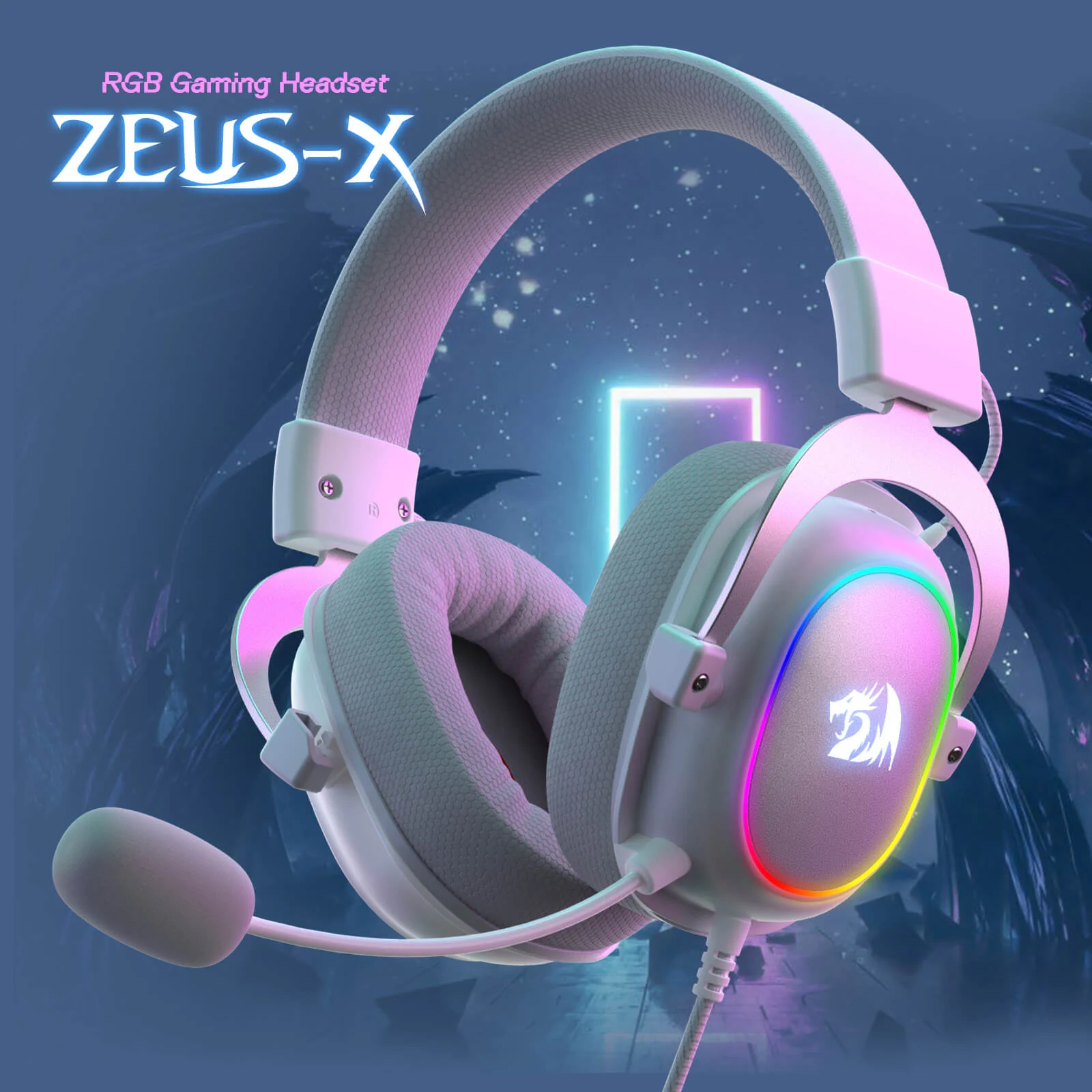 H510 ZEUS-X RGB White Wired Gaming Headset - Image 4