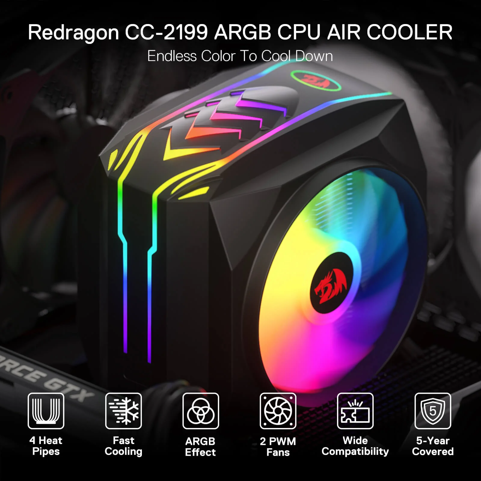 HODUR C219 ARGB Single Tower CPU Air Cooler - Image 6