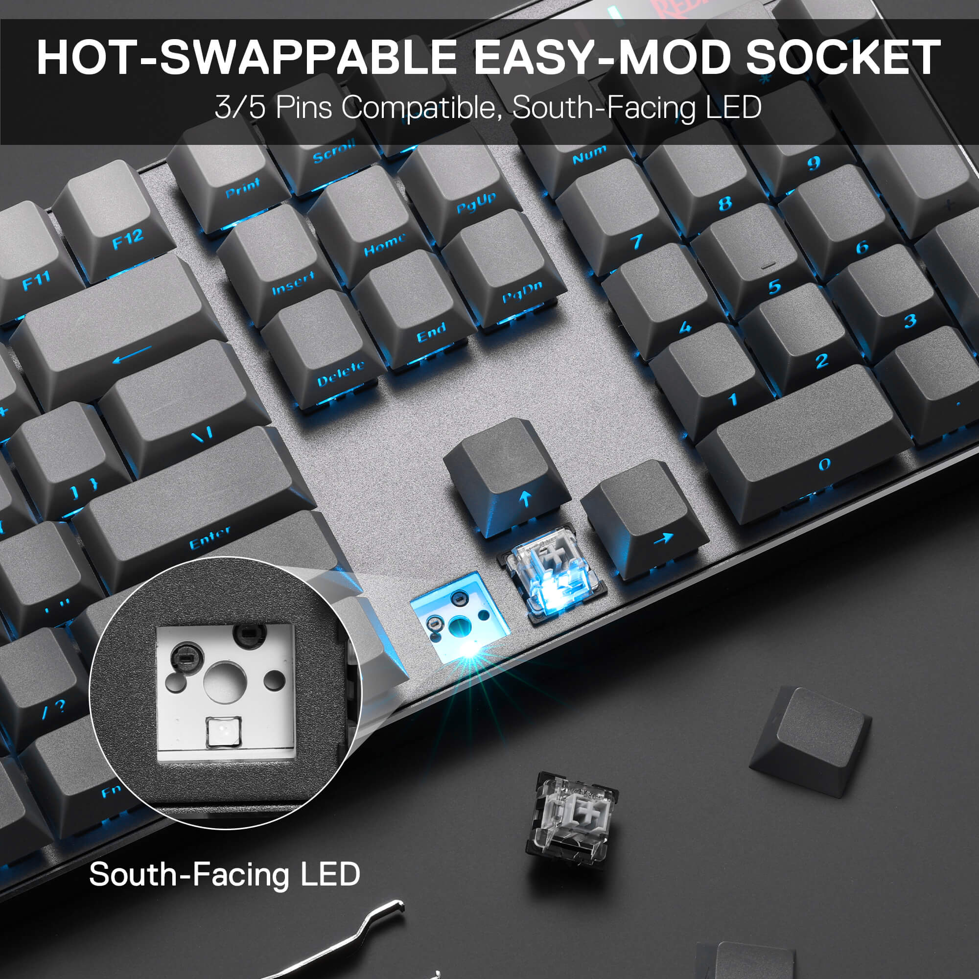 DEVARAIAS K556 PRO Aluminum Keyboard (Side Printed PBT Keycaps) - Image 8