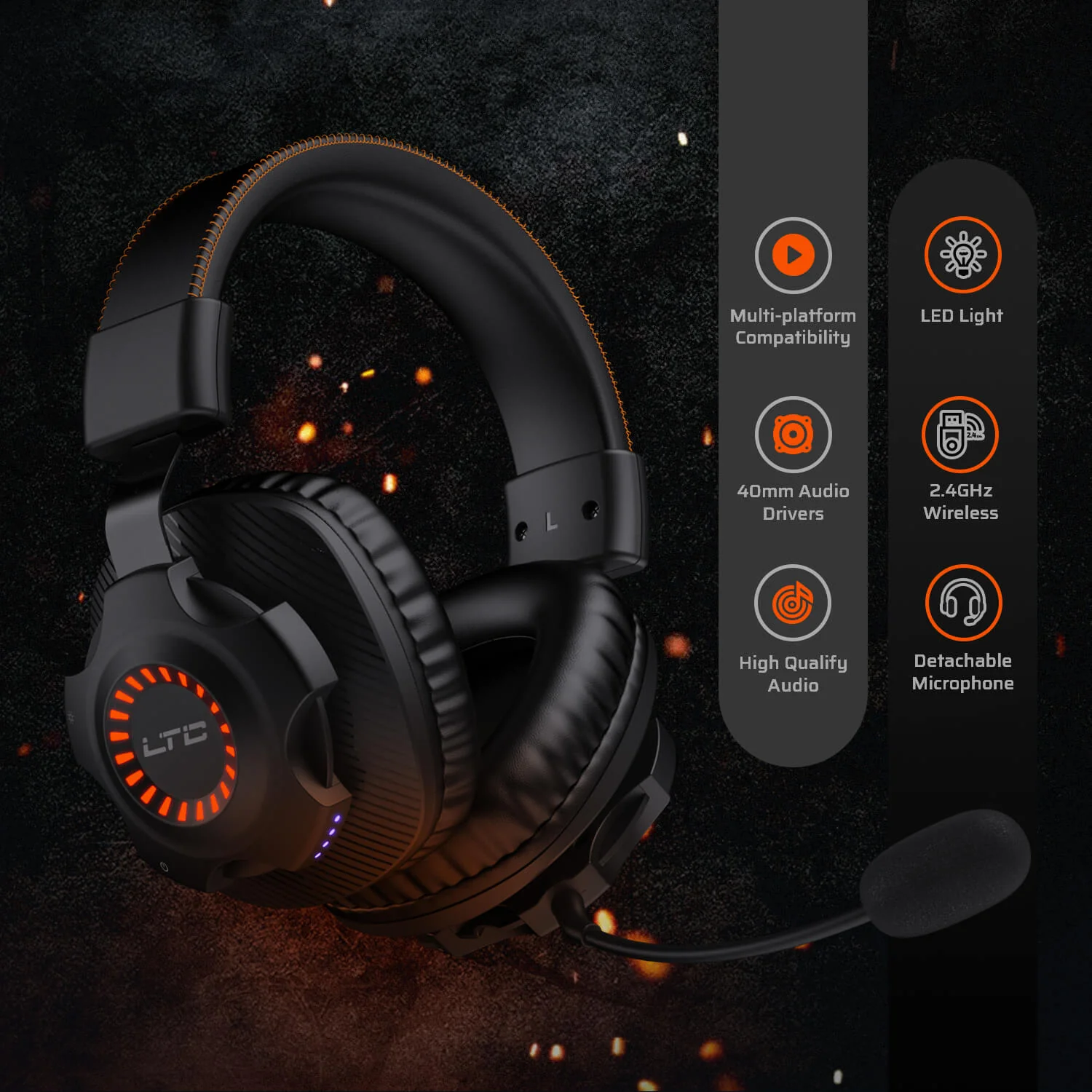 Redragon x LTC SoundSlave 2.4G Wireless/Wired Gaming Headset - Image 11