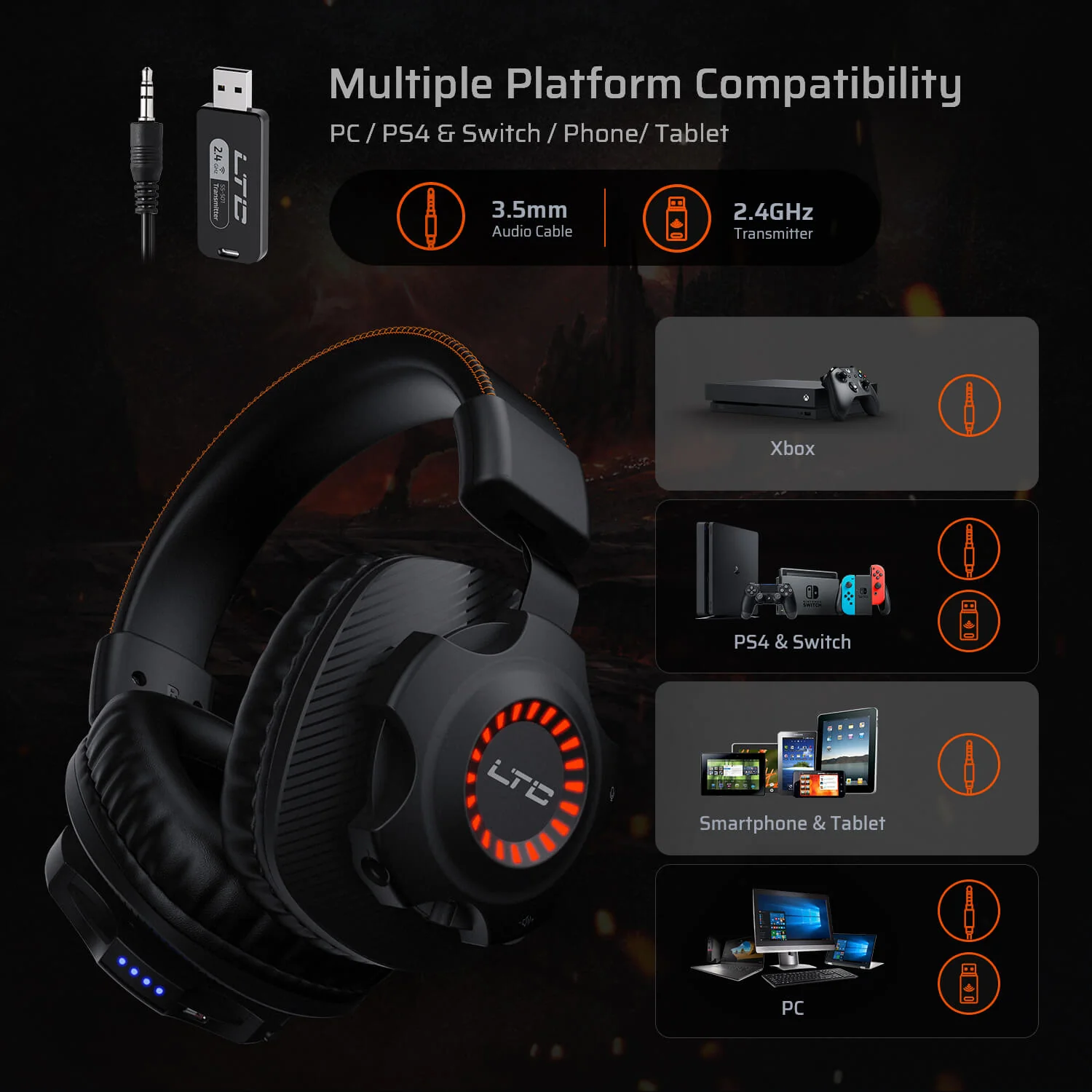 Redragon x LTC SoundSlave 2.4G Wireless/Wired Gaming Headset - Image 13