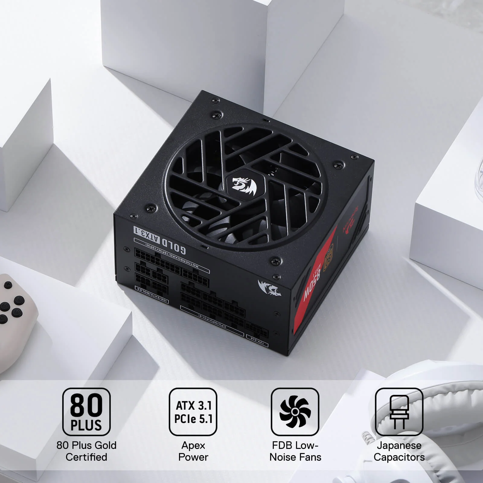 MASTER RGPS-850W 80 Plus® Gold ATX 3.1 PSU (Black & White) - Image 6