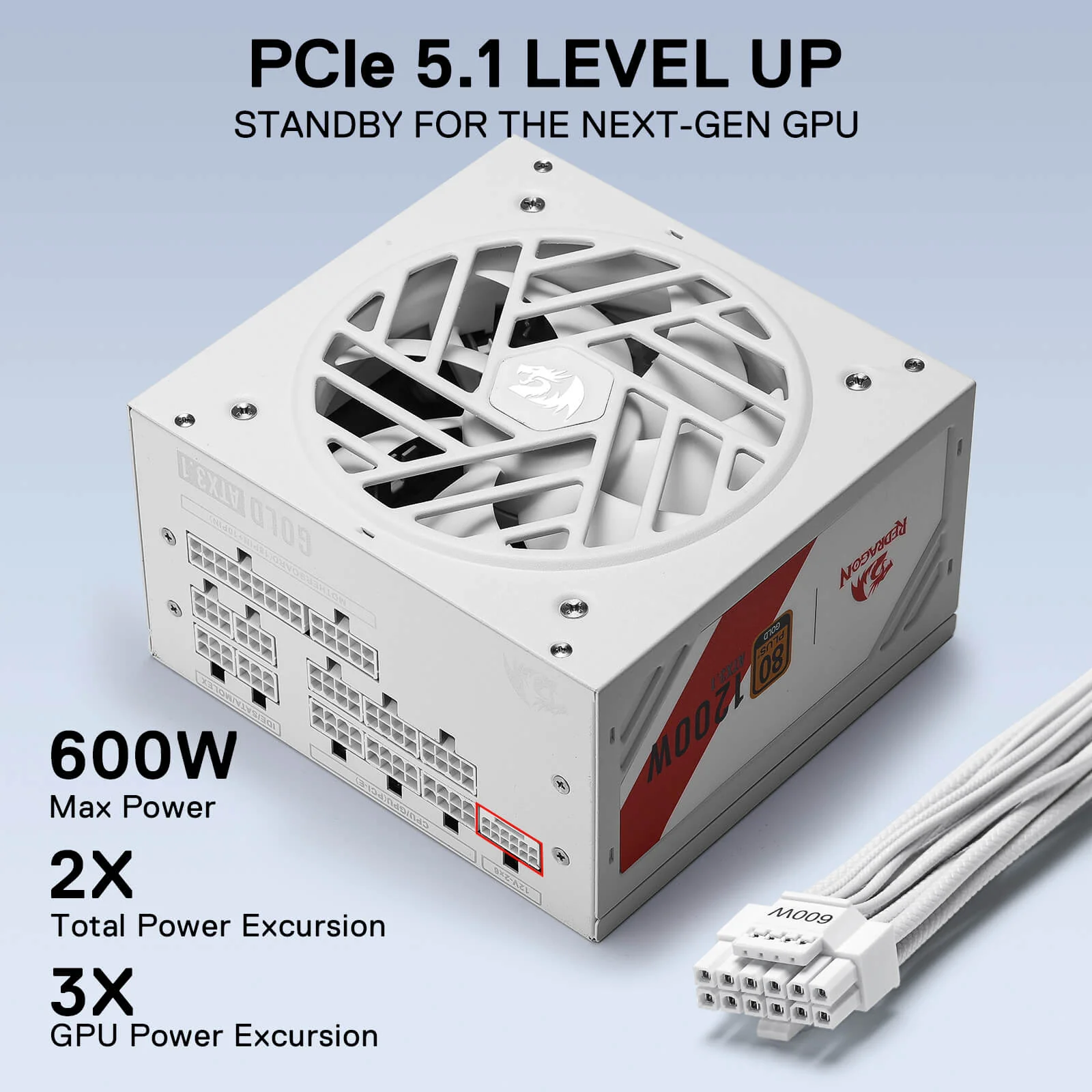 MASTER RGPS PRO 1200W 80 Plus® Gold ATX 3.1 PSU (Black & White) - Image 4