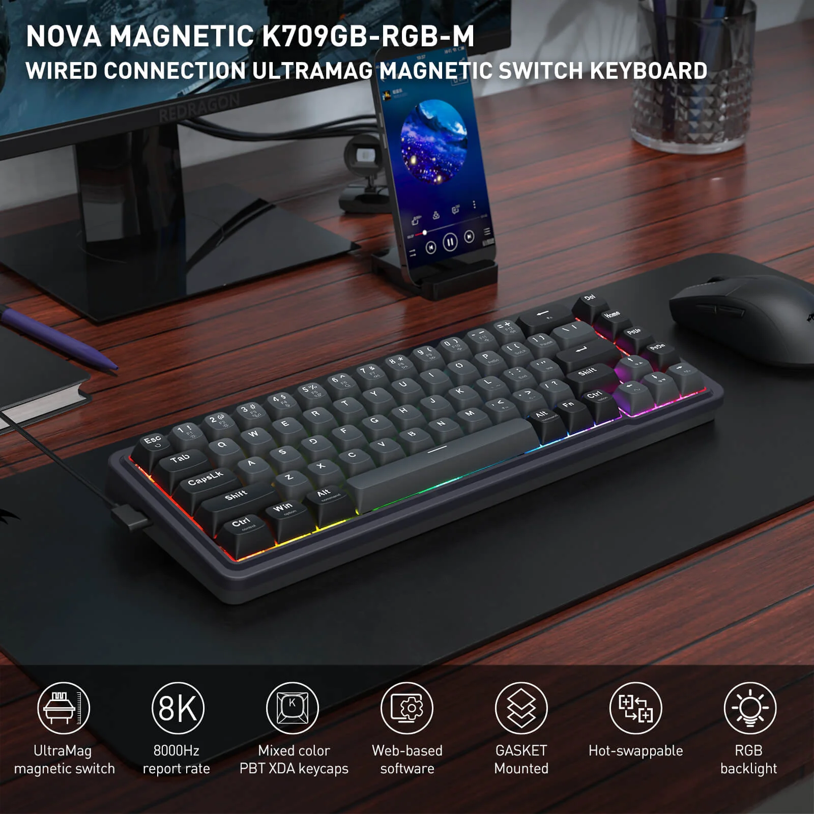 NOVA K709 HE Rapid Trigger Gaming Keyboard - Image 3