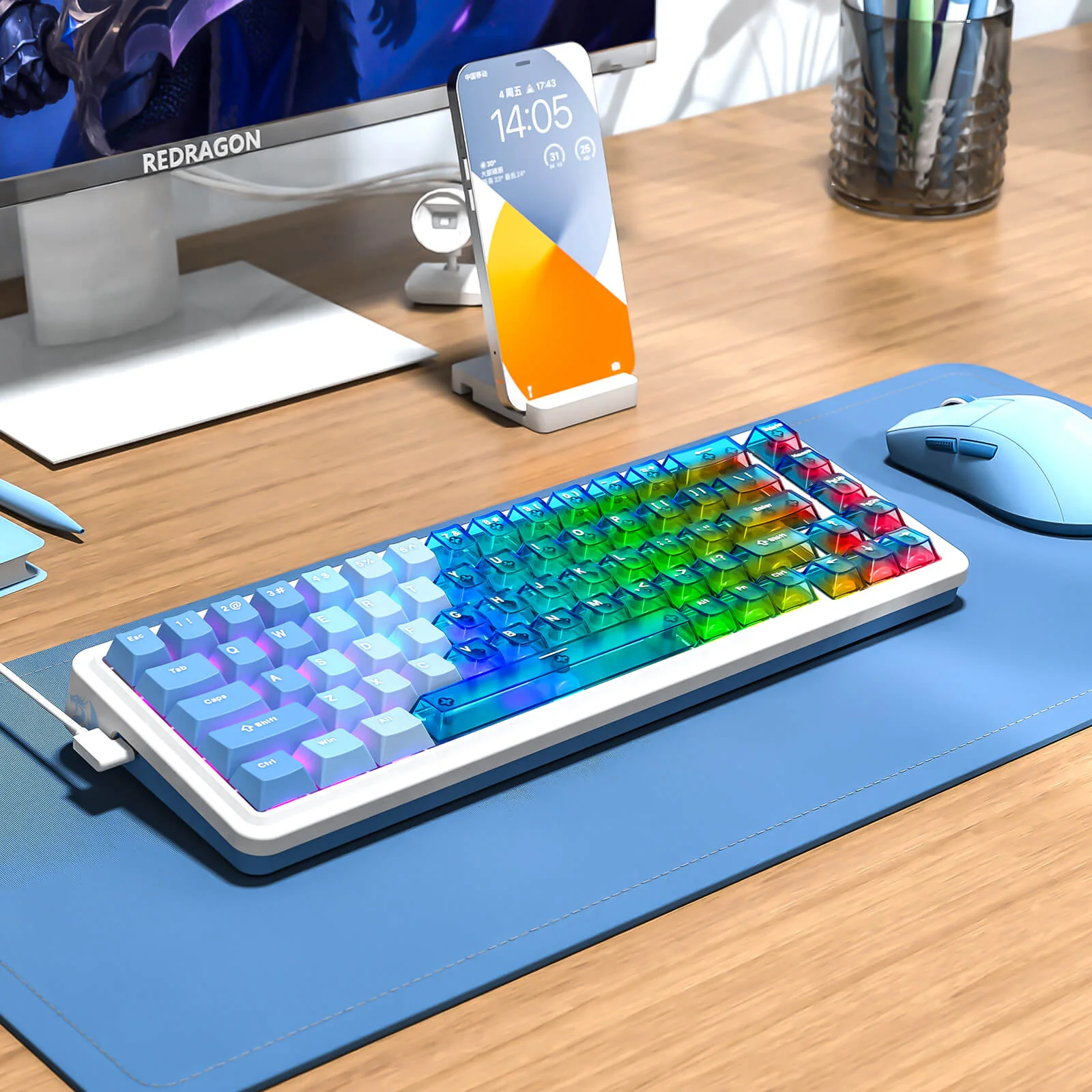 NOVA K709 HE Rapid Trigger Gaming Keyboard (Transparent Blue Keycaps) - Image 7