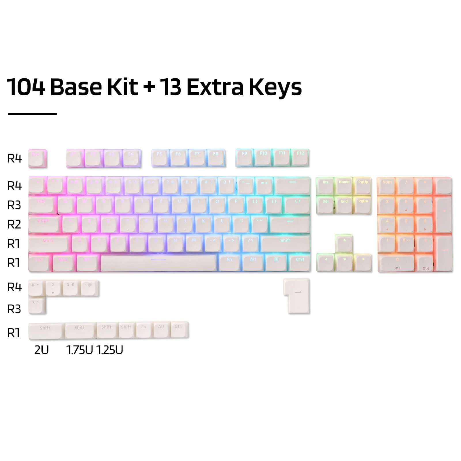 (Only Keycaps) Redragon X LTC 117-Key XDA Profile PBT Double Shot Keycaps Set - Image 4