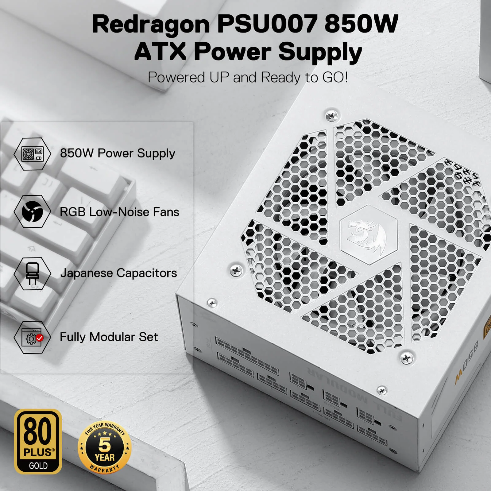80 Plus® Gold Certified Fully Modular RGB PSU (Black & White) - Image 17