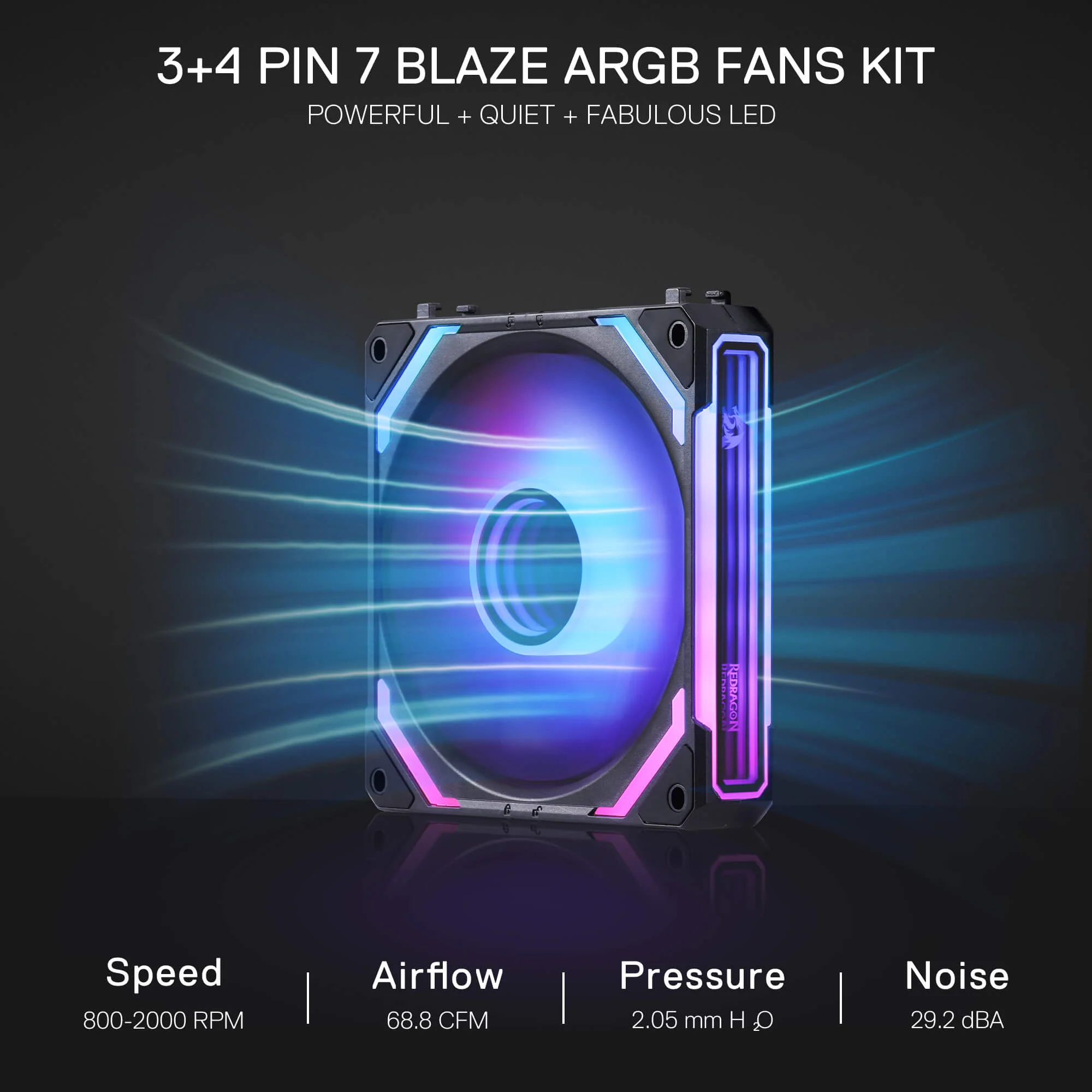 GCF012 Reverse 120mm ARGB PC Case Fan - Image 4