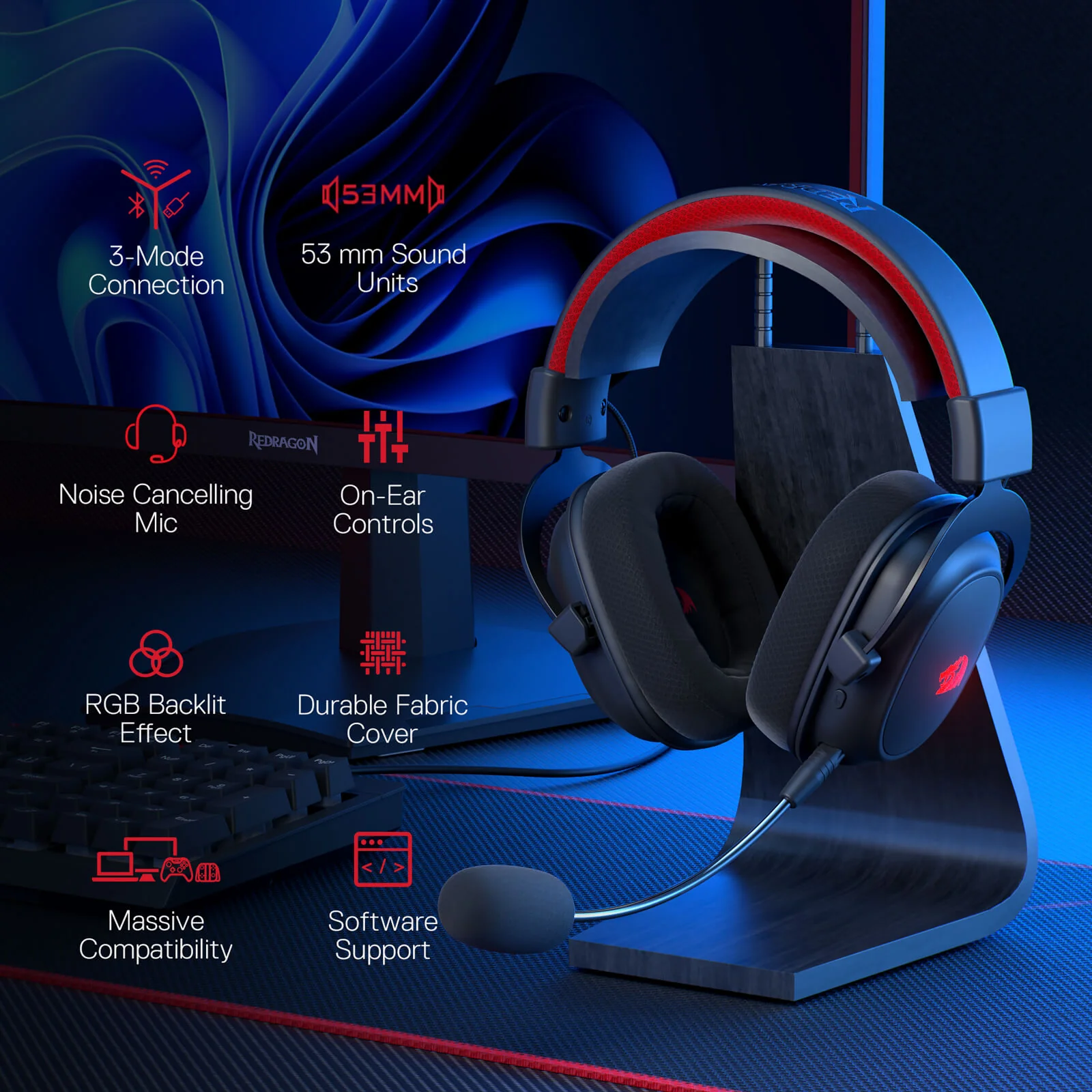 H510 ZEUS-X RGB Wireless Gaming Headset - Image 4