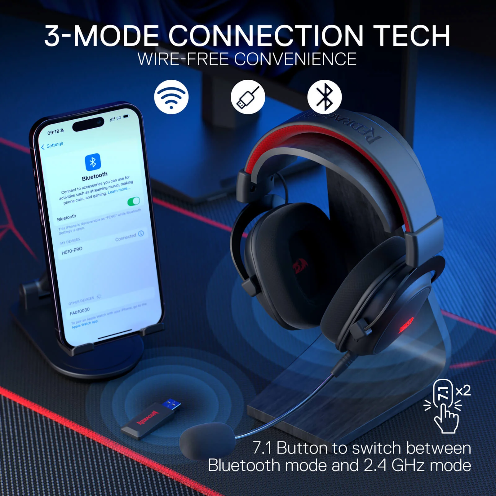 H510 ZEUS-X RGB Wireless Gaming Headset - Image 6