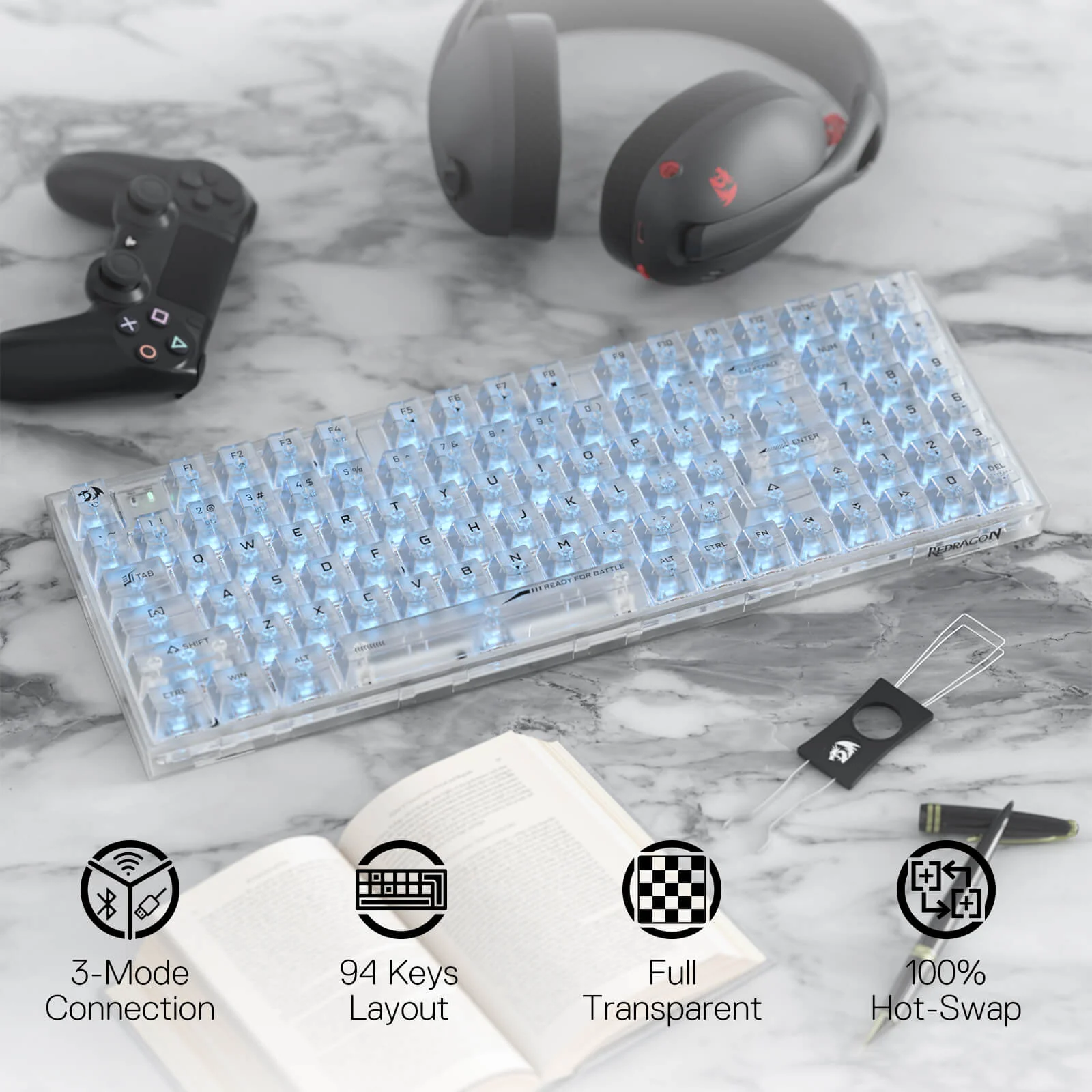 (Open-box) IRELIA K658 PRO 90% Full-Transparent Keyboard - Image 4