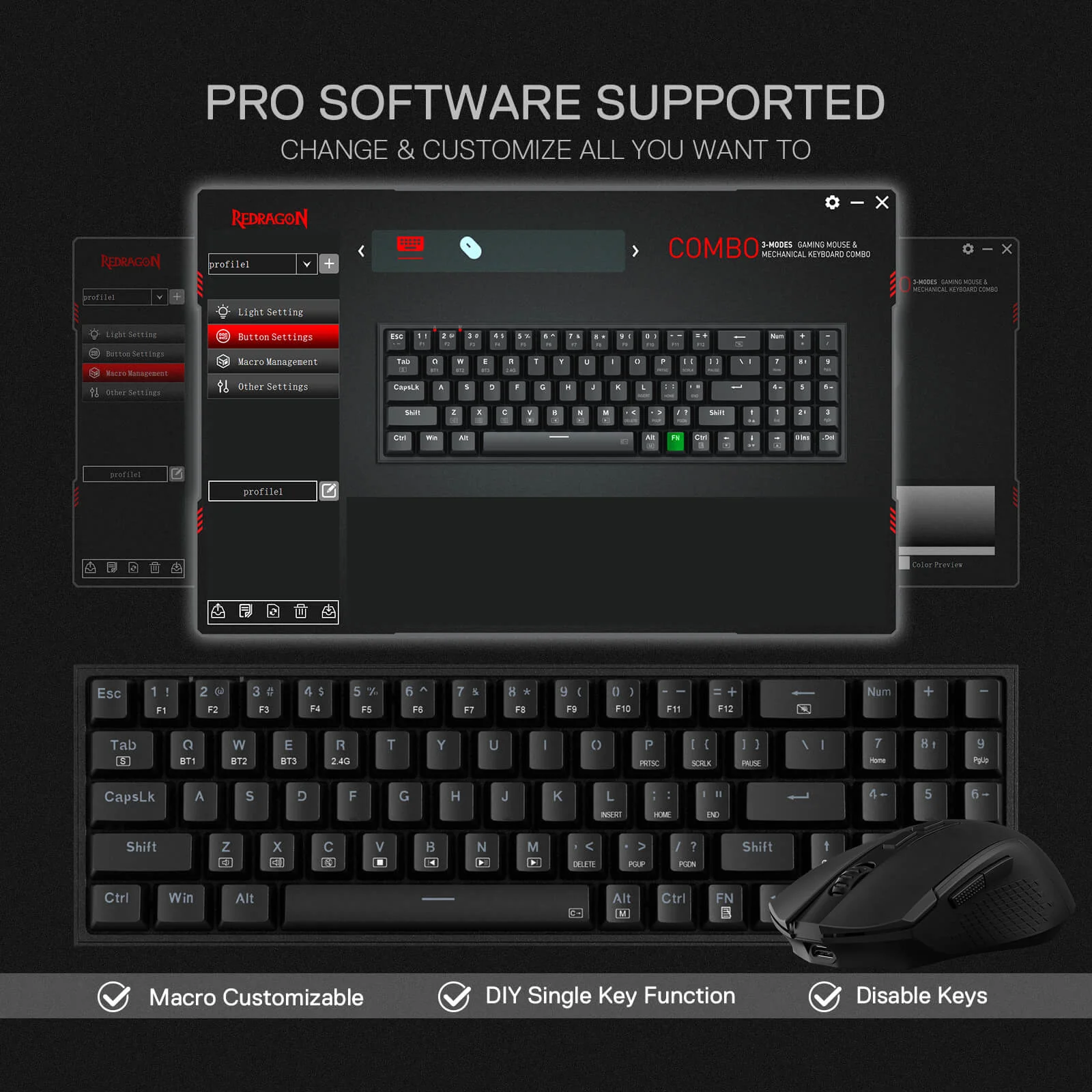 (Open-box) K628 75% Mechanical Gaming Keyboard M693 Gaming Mouse Tri-Modes Combo - Image 8