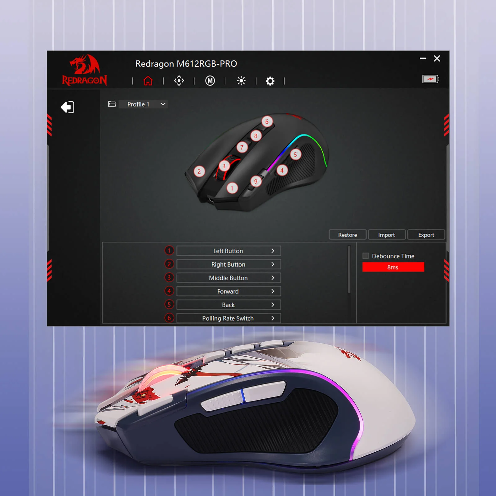 (Open-box) PREDATOR M612 PRO Anime Gaming Mouse - Image 9