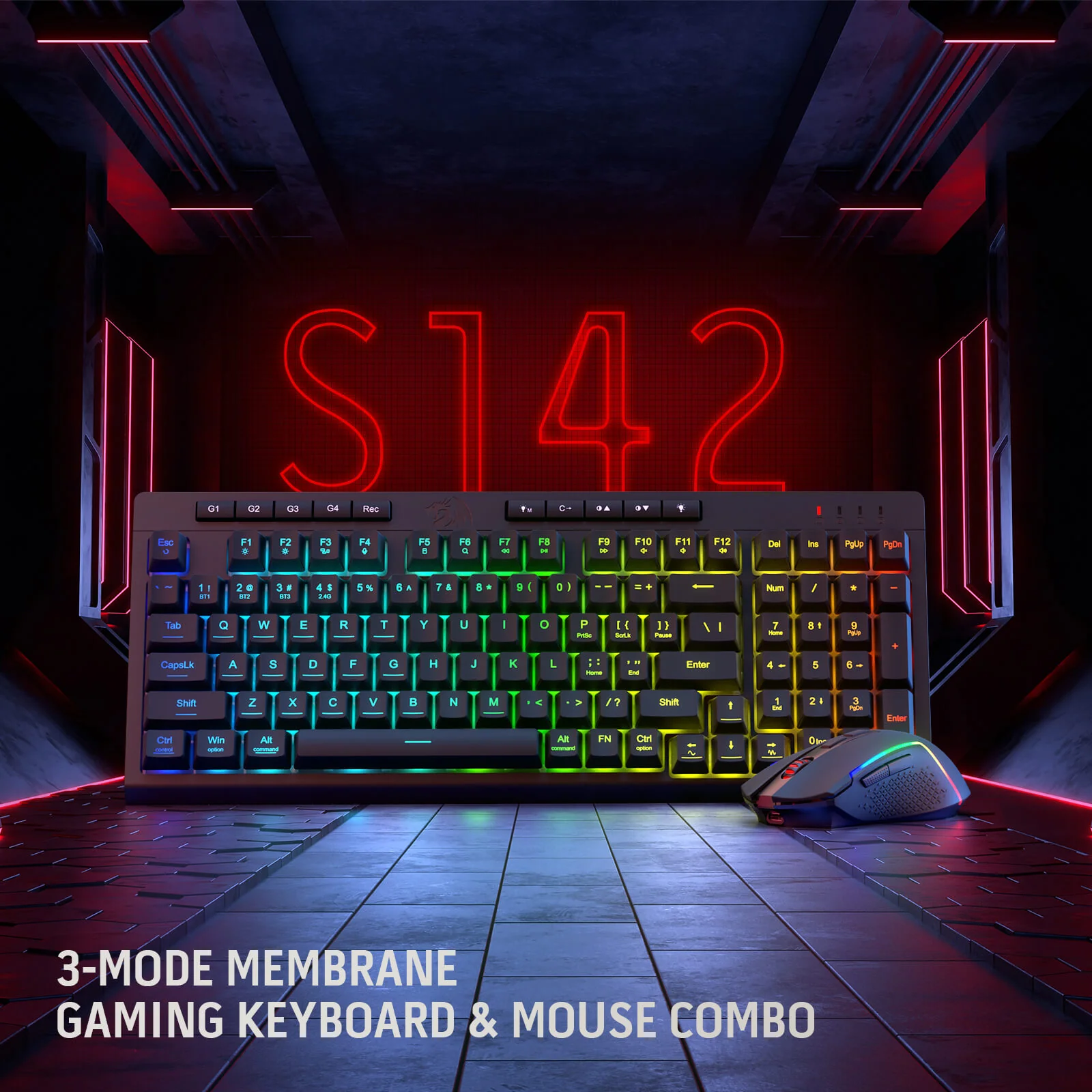 RYLO PRO S142 Membrane Gaming Keyboard & Mouse Tri-Mode Combo - Image 3