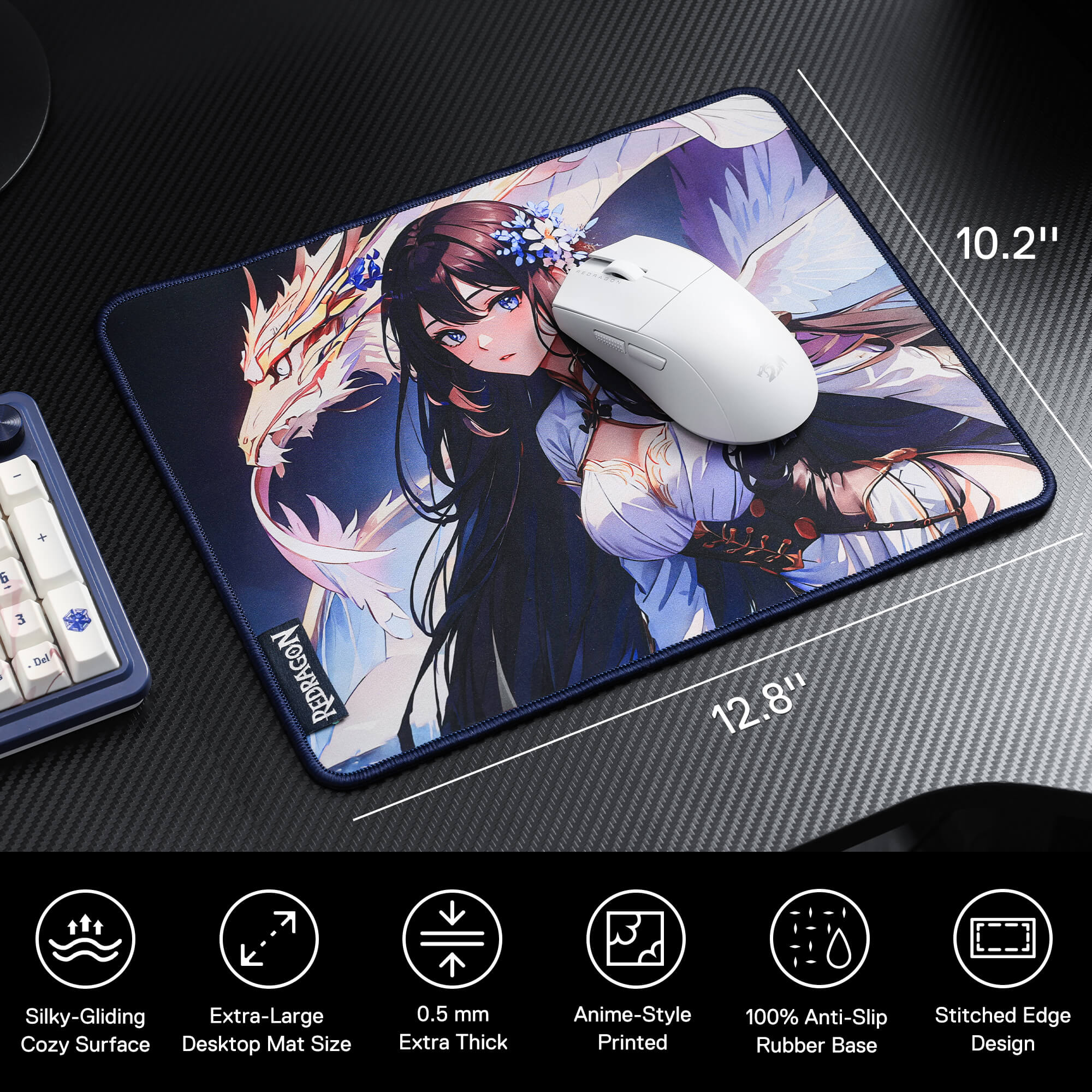 P046 Anime Blue Gaming Mouse Pad/Desk Mat - Image 3