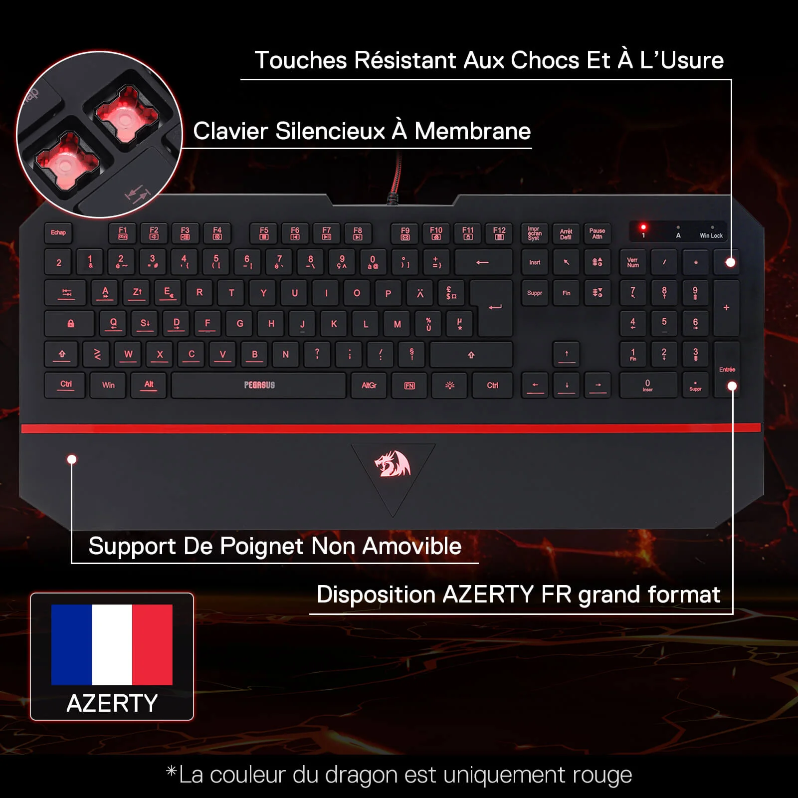 PEGASUS K502 Clavier De Jeu À Membrane Filiaire (French Layout Only) - Image 5