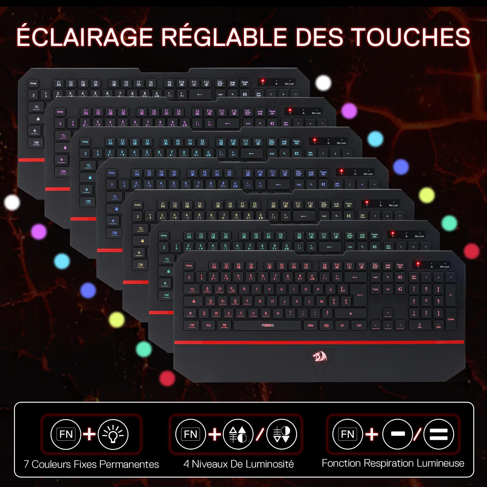 PEGASUS K502 Clavier De Jeu À Membrane Filiaire (French Layout Only) - Image 8