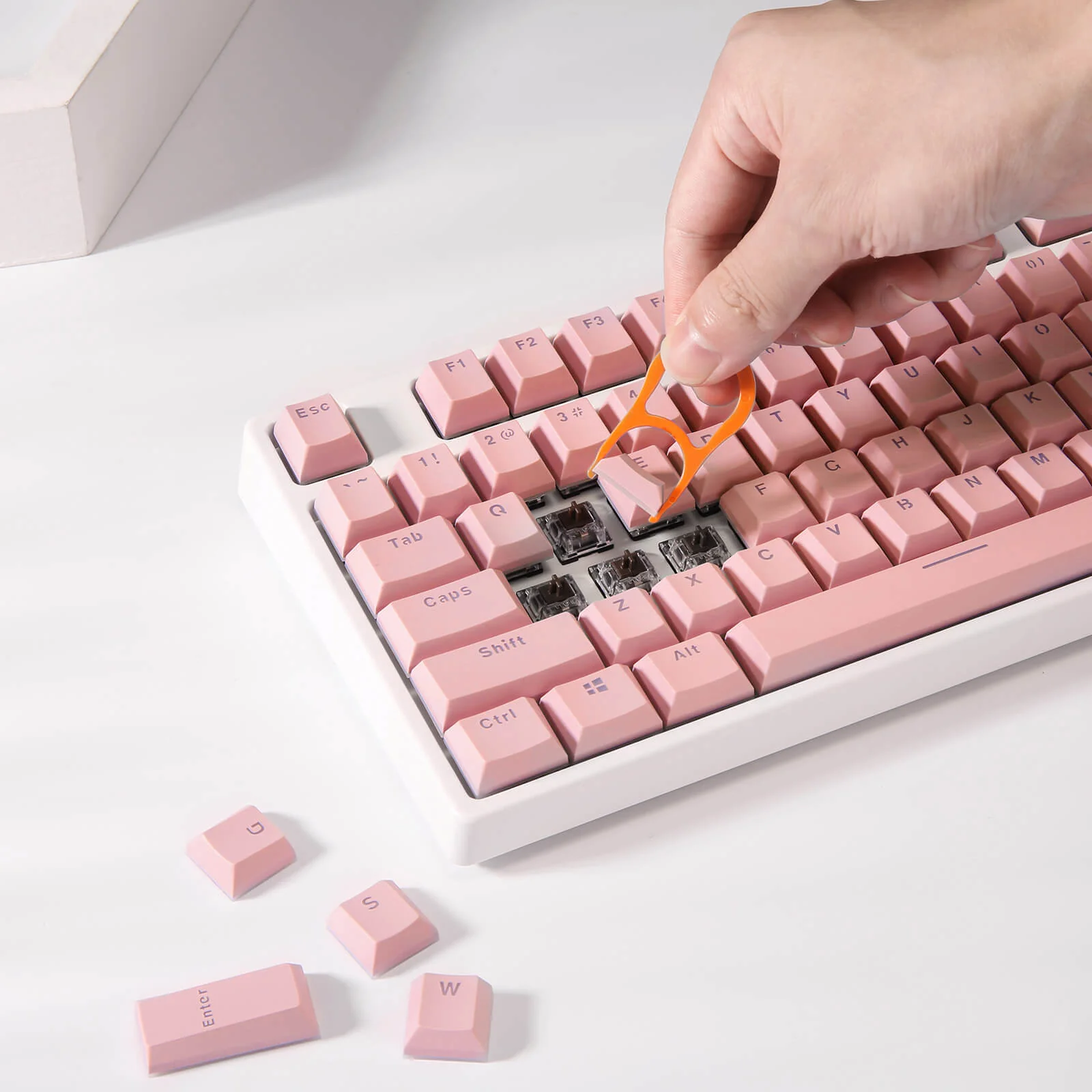 (Only Keycaps) Redragon X LTC Double Shot PBT 104 Keycaps Set with Translucent Layer, Double Shot Keycaps for Mechanical Keyboard - Macaron Pink - Image 5