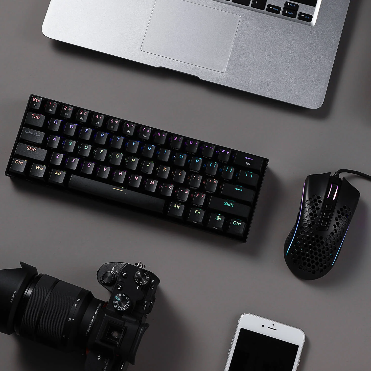 K530 PRO 60% RGB Wireless Mechanical Black Keyboard M808 Black Lightweight RGB Gaming Mouse Bundle - Image 4