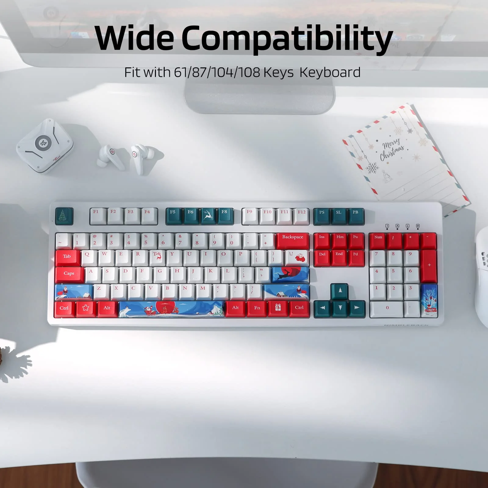 (Only Keycaps) Redragon X LTC  PBT 108 Keycaps Set, Thick PBT Keycaps for Mechanical Keyboard (Christmas Limited Edition) - Image 9