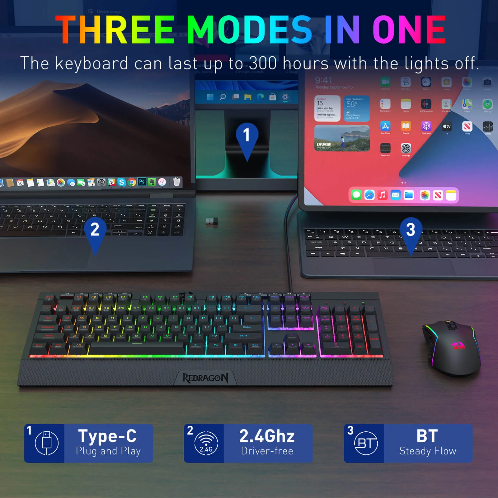 S151 PRO Membrane Gaming Keyboard & Mouse Wireless Combo - Image 3