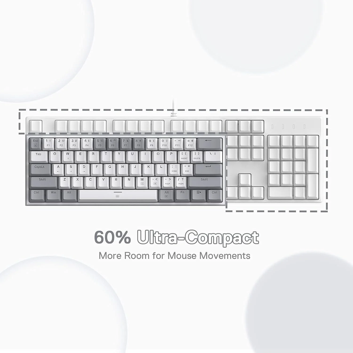 FIZZ K617 60 White & Grey Small Mechanical keyboard - Image 6