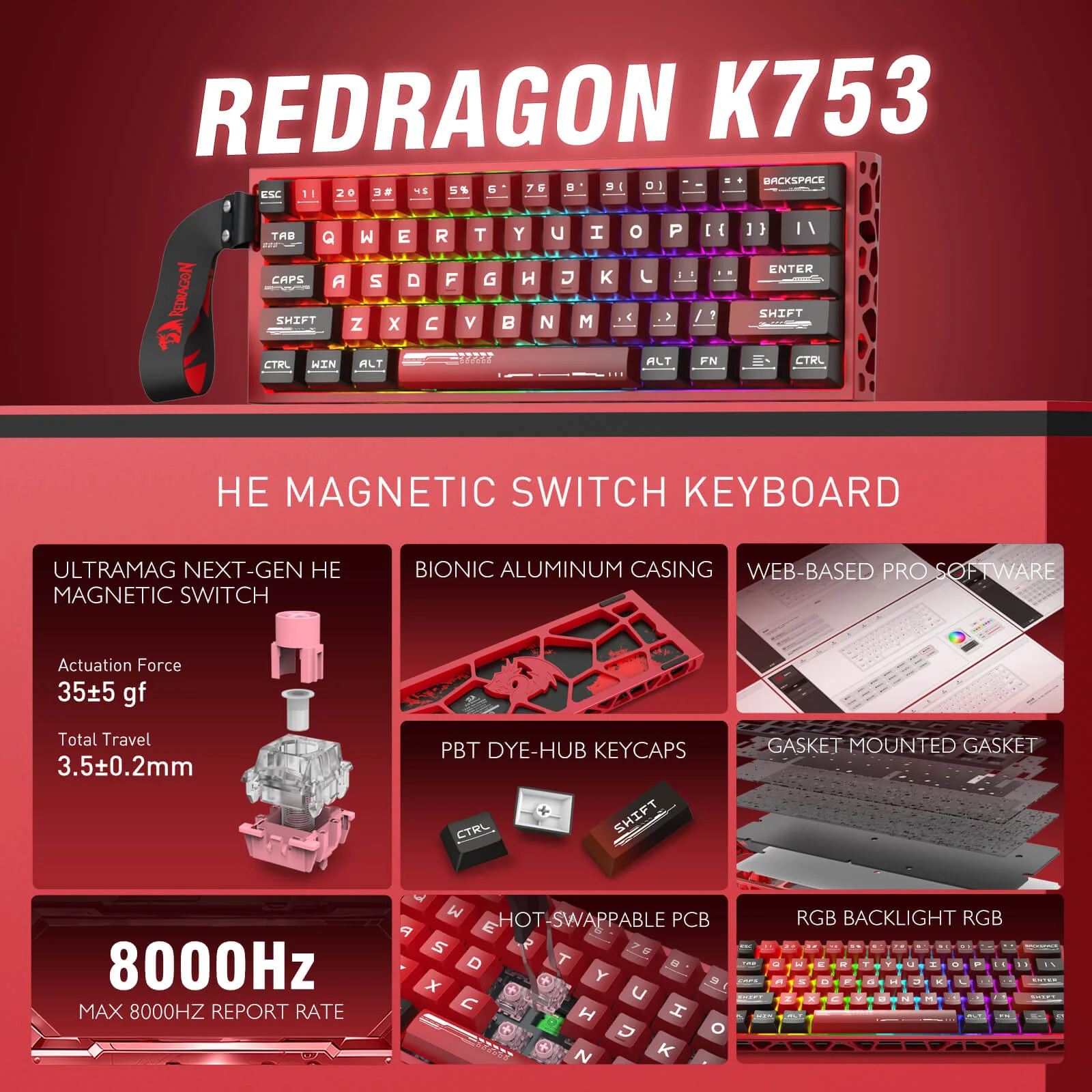 VENOM K753 HE Rapid Trigger Gaming Keyboard - Image 3